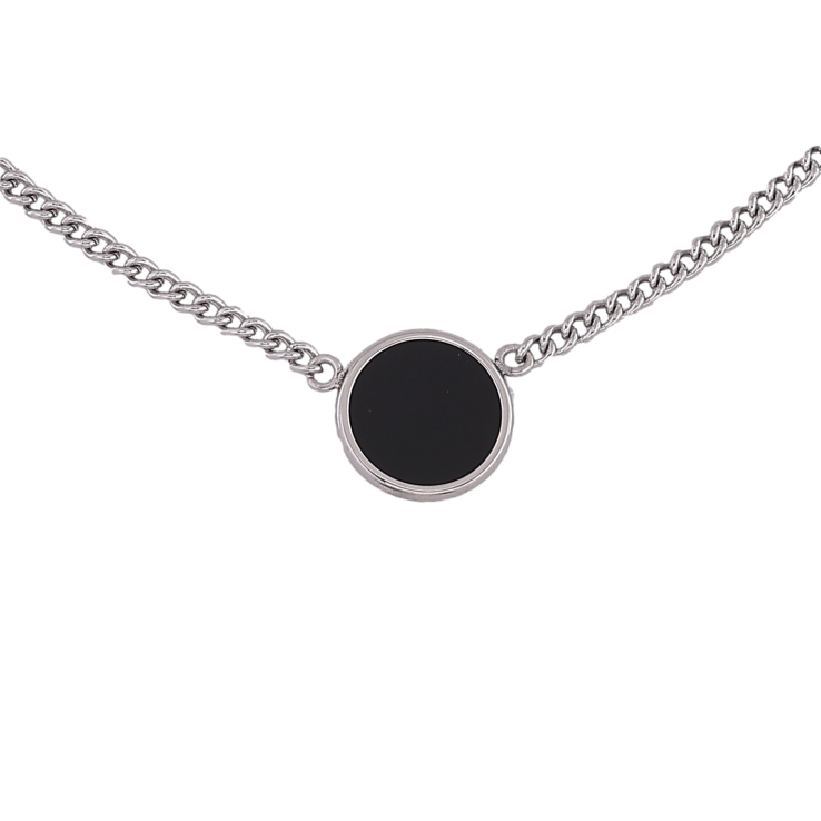 Підвіска на ланцюжку Xuping ТТМ Stainless Steel колір Родій "Чорне коло" довжина 44-49см х 2мм фото №11