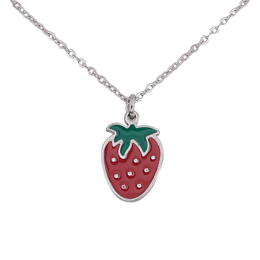 Підвіска на ланцюжку Xuping ТТМ Stainless Steel колір Родій "Полуничка" довжина 45-50см х 1мм фото №1 Підвіска на ланцюжку Xuping ТТМ Stainless Steel колір Родій "Полуничка" довжина 45-50см х 1мм фото №1