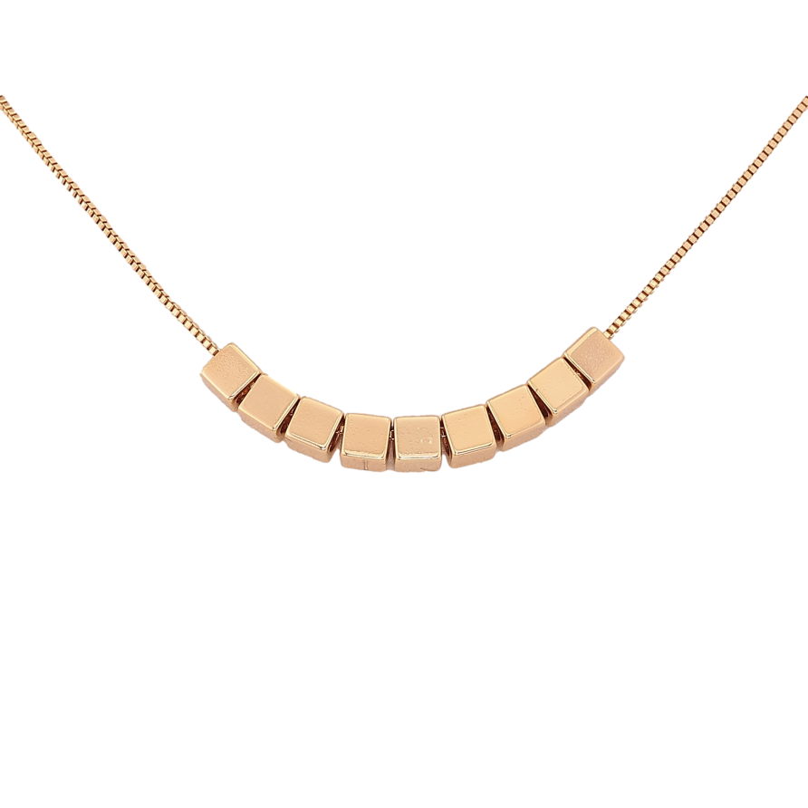 Підвіска на ланцюжку Xuping колір Позолота 14K "Квадратні намистини" довжина 45-50см х 1мм фото №1