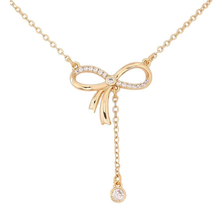 Підвіска на ланцюжку Xuping колір Позолота 14K "Бант з кристалами" довжина 41-46см х 1.5мм фото №1 Підвіска на ланцюжку Xuping колір Позолота 14K "Бант з кристалами" довжина 41-46см х 1.5мм фото №1