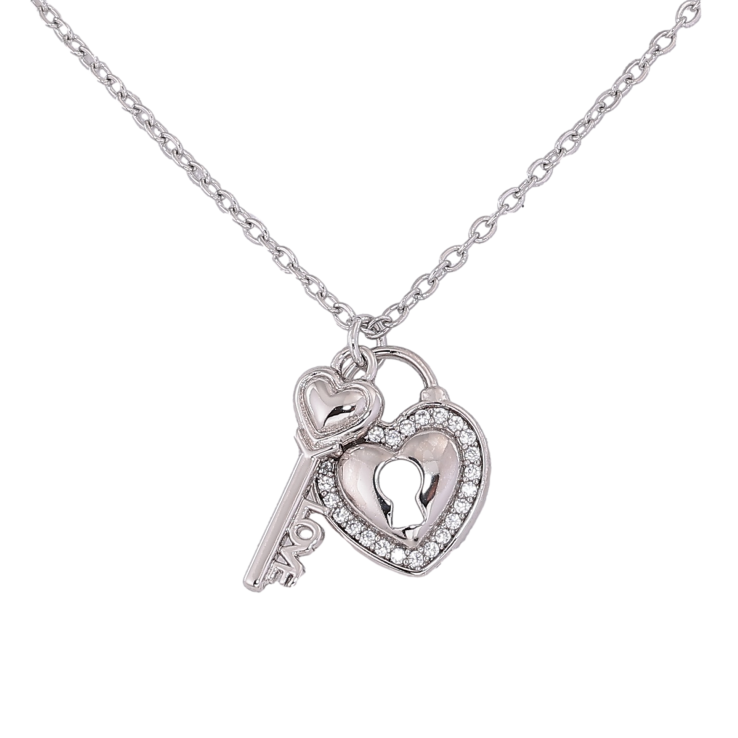 Підвіска на ланцюжку Xuping колір Родій "Замочок-серце з ключиком" розмір 42-46см х 1.5мм фото №25 Підвіска на ланцюжку Xuping колір Родій "Замочок-серце з ключиком" розмір 42-46см х 1.5мм фото №25