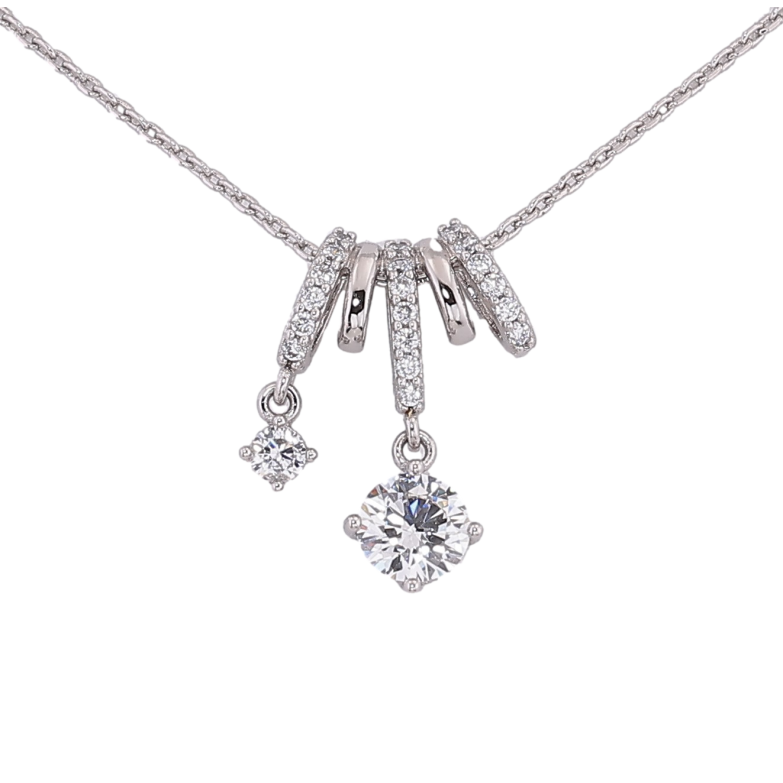 Подвеска на цепочке Xuping цвет Родий "Узор с кристаллами" размер 45-50см х 1мм фото №1