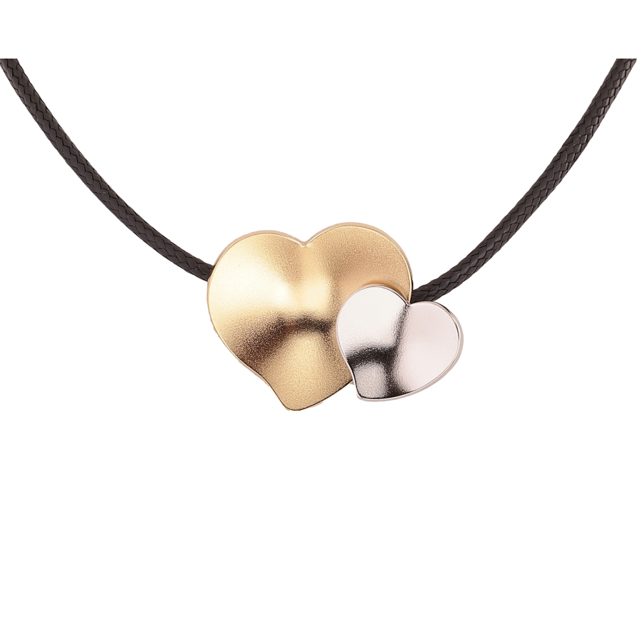 Подвеска на шнуре Xuping ТТМ Stainless Steel цвет 14К+Родий "Сердечки" длина 46-51см х 2мм фото №1