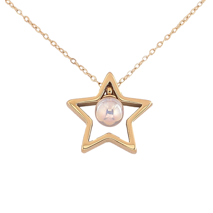 Підвіски на ланцюжку Xuping ТТМ Stainless Steel колір 14К "Зірка з перлиною" довжина 41-44см х 1мм фото №15