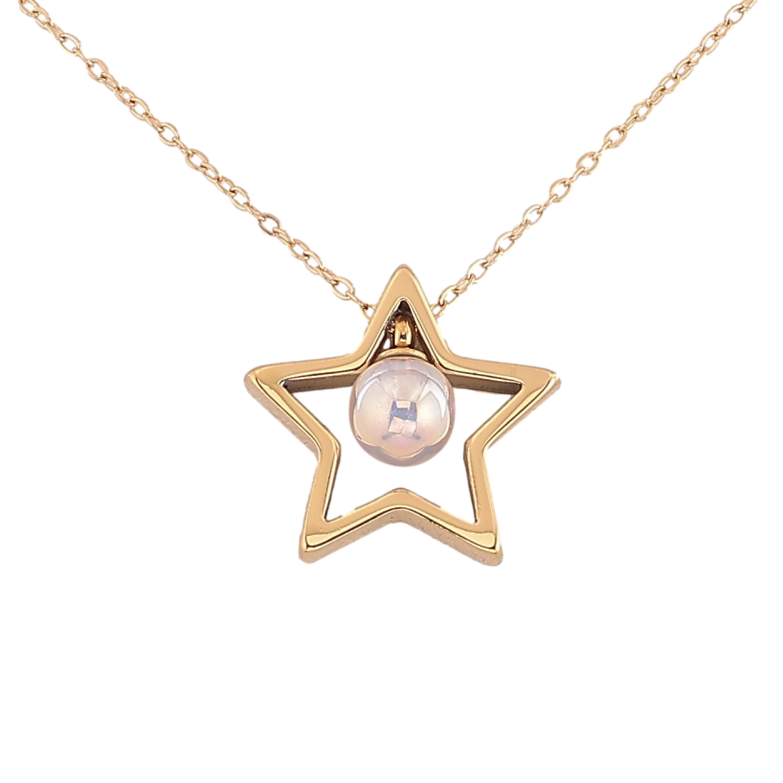 Підвіски на ланцюжку Xuping ТТМ Stainless Steel колір 14К "Зірка з перлиною" довжина 41-44см х 1мм фото №1