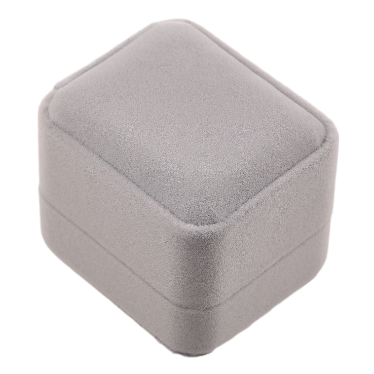 Подарункова коробка оксамитова сіра Під каблучку Розмір 5х6см h= 4см фото №2 Подарункова коробка оксамитова сіра Під каблучку Розмір 5х6см h= 4см фото №2