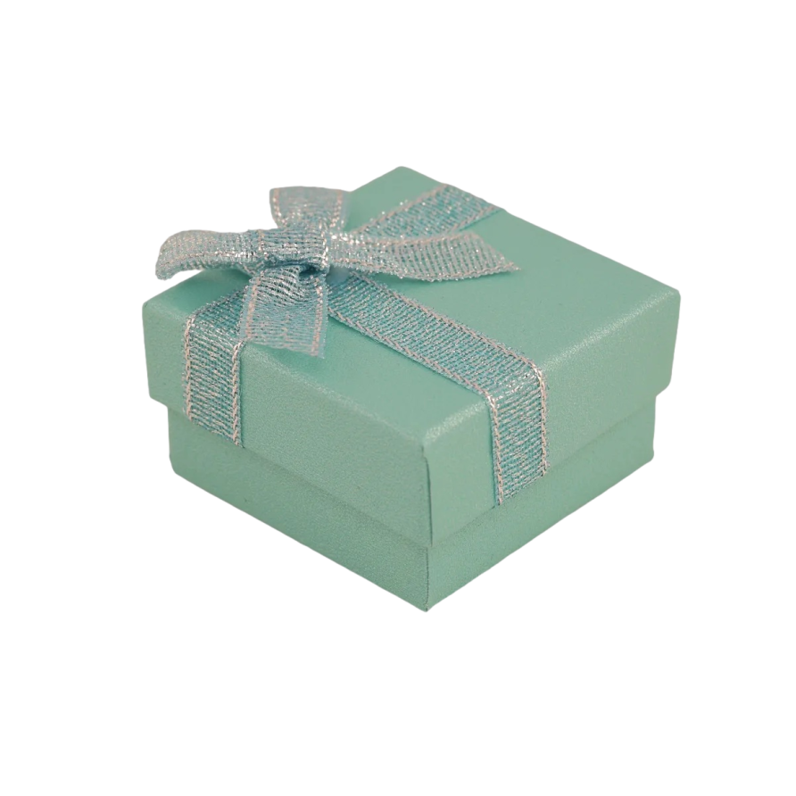 Подарункова коробка з бантом бірюзова Під каблучку Розмір 5х5см, h=3см фото №1