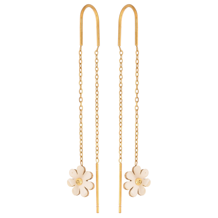 Сережки Нержавіюча сталь протяжки "Перламутрові квіточки" фото №13