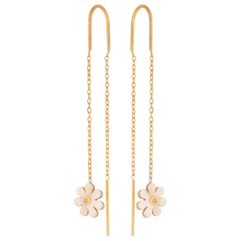 Сережки Нержавіюча сталь протяжки "Перламутрові квіточки" фото №1