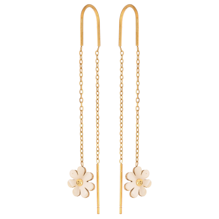 Сережки Нержавіюча сталь протяжки "Перламутрові квіточки" фото №1