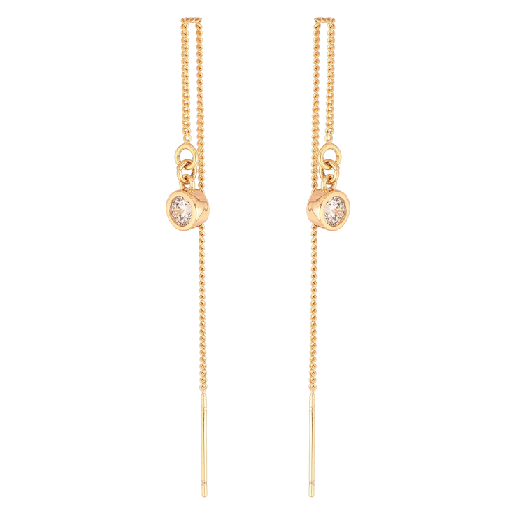 Сережки Xuping M&L колір 18K протяжки "Кристали на ланцюжках" фото №14