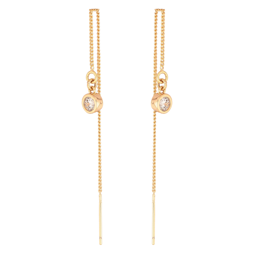 Сережки Xuping M&L колір 18K протяжки "Кристали на ланцюжках" фото №1