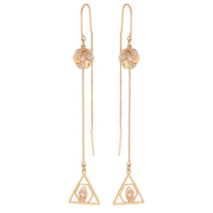 Сережки Xuping M&L колір 18K протяжки "Декоративний візерунок із кристалами" фото №18