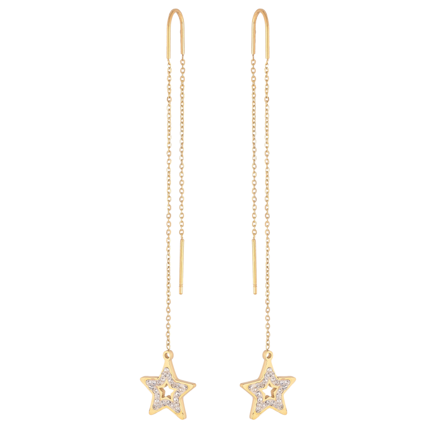 Серьги Xuping TTM Stainless Steel цвет 14К протяжки "Звезды с кристаллами" фото №1 Серьги Xuping TTM Stainless Steel цвет 14К протяжки "Звезды с кристаллами" фото №1