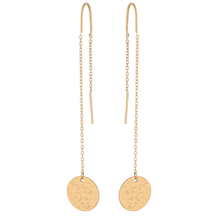 Сережки Xuping TTM Stainless Steel колір 14К протяжки "Кола на ланцюжку" фото №6