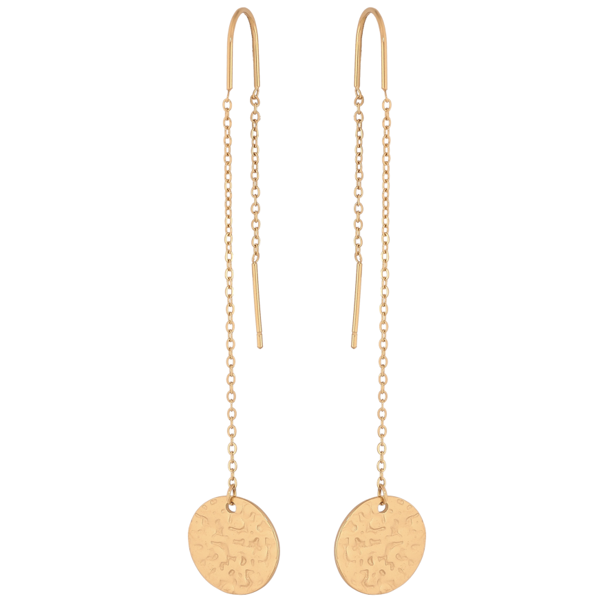 Сережки Xuping TTM Stainless Steel колір 14К протяжки "Кола на ланцюжку" фото №1