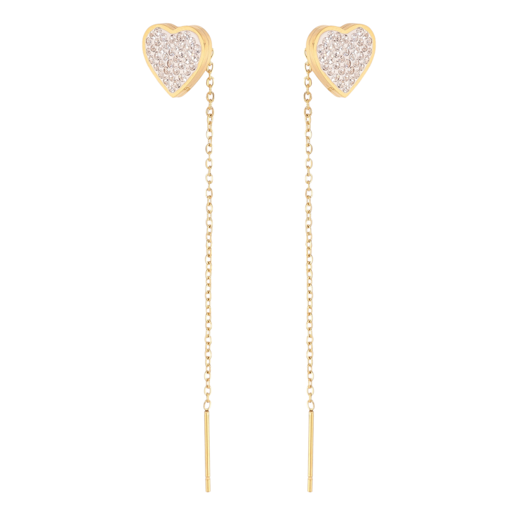 Серьги Xuping TTM Stainless Steel цвет 14К протяжки "Сердечки с кристаллами" фото №9