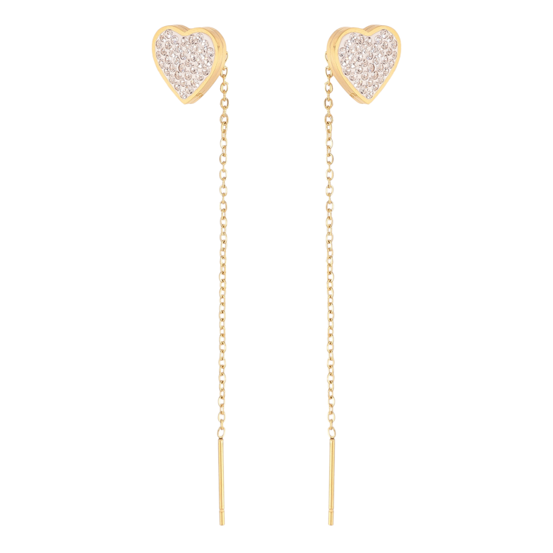Серьги Xuping TTM Stainless Steel цвет 14К протяжки "Сердечки с кристаллами" фото №3 Серьги Xuping TTM Stainless Steel цвет 14К протяжки "Сердечки с кристаллами" фото №3