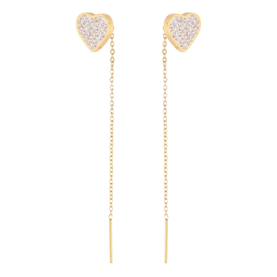 Серьги Xuping TTM Stainless Steel цвет 14К протяжки "Сердечки с кристаллами" фото №1 Серьги Xuping TTM Stainless Steel цвет 14К протяжки "Сердечки с кристаллами" фото №1