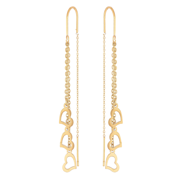 Серьги Xuping TTM Stainless Steel цвет 14К протяжки "Сердечки на цепочках" фото №7