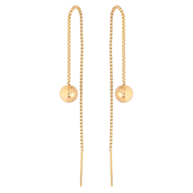 Сережки Xuping TTM Stainless Steel колір 14К протяжки "Кульки на ланцюжку" ø 6мм фото №12