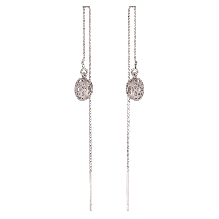 Сережки Xuping колір Родій протяжки "Кристали в квітковій оправі на ланцюжках" фото №16