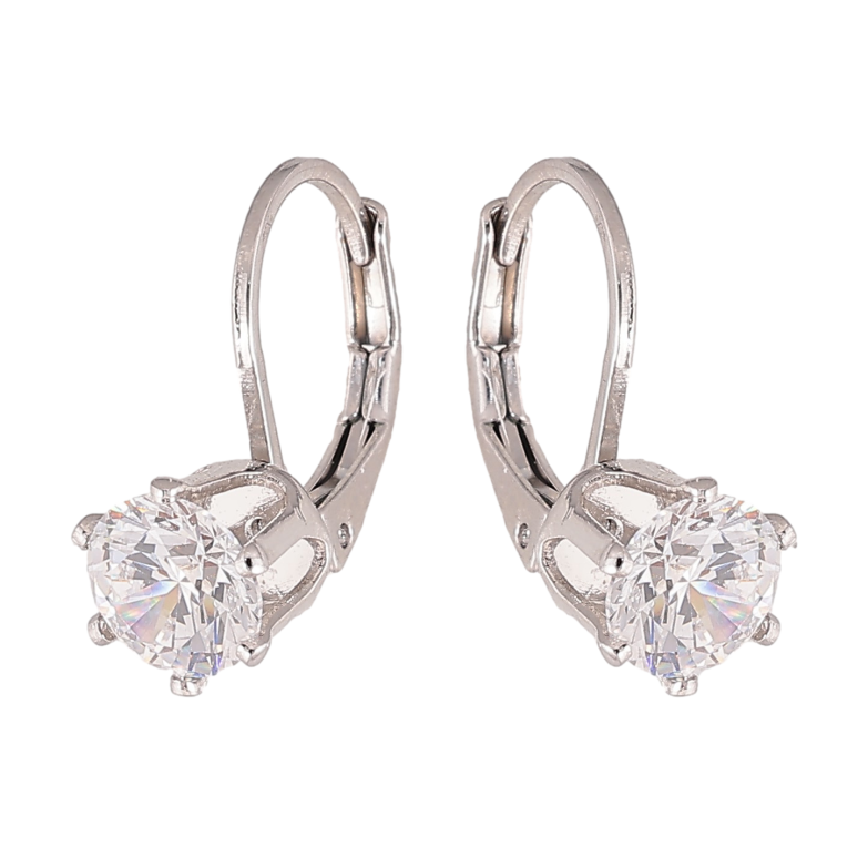 Сережки Xuping колір Родій французький замок "Кристали на дужках" ø 6мм фото №1