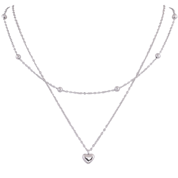 Кольє Нержавіюча сталь "Подвійний ланцюжок із серцем" довжина 40-45см х 1-3мм фото №8