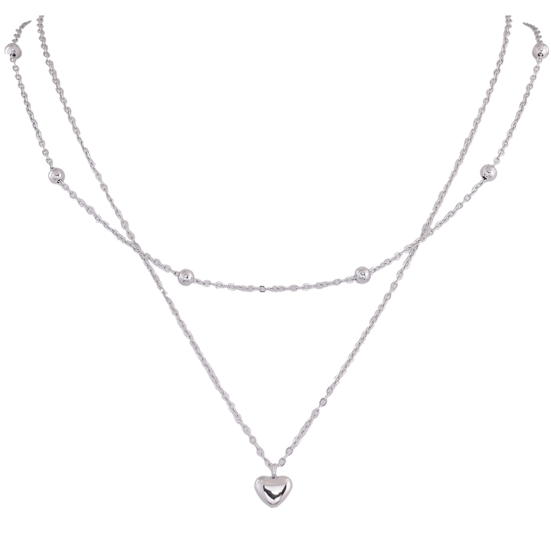 Кольє Нержавіюча сталь "Подвійний ланцюжок із серцем" довжина 40-45см х 1-3мм фото №1 Кольє Нержавіюча сталь "Подвійний ланцюжок із серцем" довжина 40-45см х 1-3мм фото №1