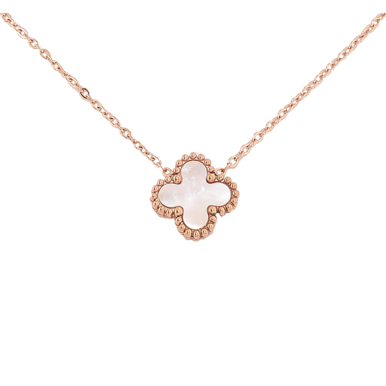 Подвеска на цепочке Нержавеющая сталь "Клевер с перламутровой вставкой" длина 40-45см х 1.5-6мм фото №1