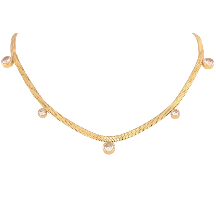 Кольє Нержавіюча сталь "Ланцюжок з кристалами" довжина 41-46см х 3мм фото №15