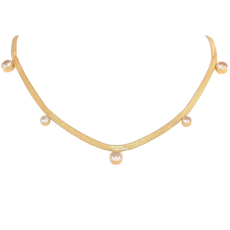 Кольє Нержавіюча сталь "Ланцюжок з кристалами" довжина 41-46см х 3мм фото №1 Кольє Нержавіюча сталь "Ланцюжок з кристалами" довжина 41-46см х 3мм фото №1