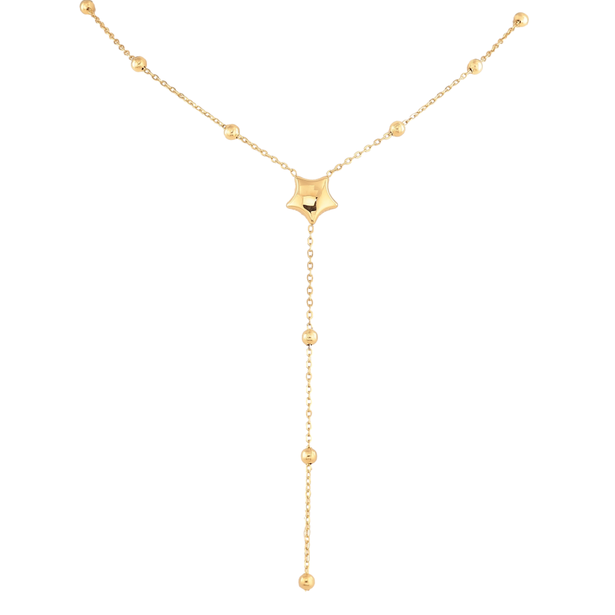 Кольє Нержавіюча сталь "Ланцюжок із зіркою та намистинами" довжина 41-46см х 1-3мм фото №1