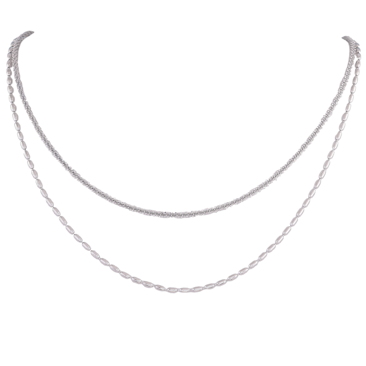 Кольє Нержавіюча сталь "Подвійний ланцюжок" довжина 40-45см х 2мм фото №4