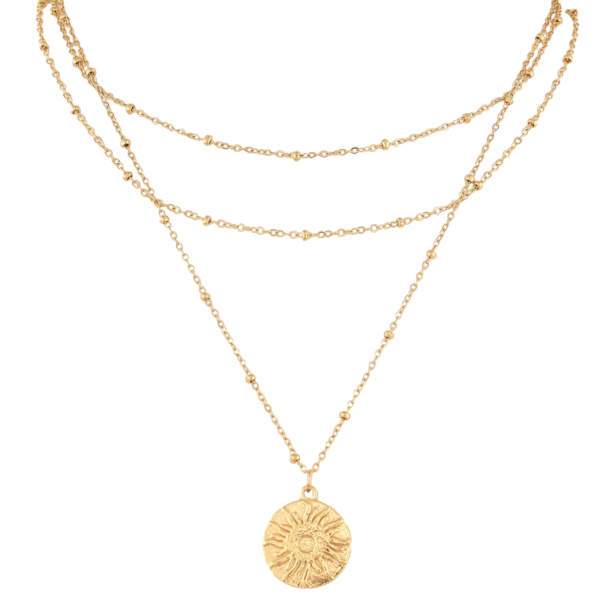 Кольє Нержавіюча сталь "Потрійний ланцюжок з двосторонньою підвіскою" довжина 37-42см х 2мм фото №1