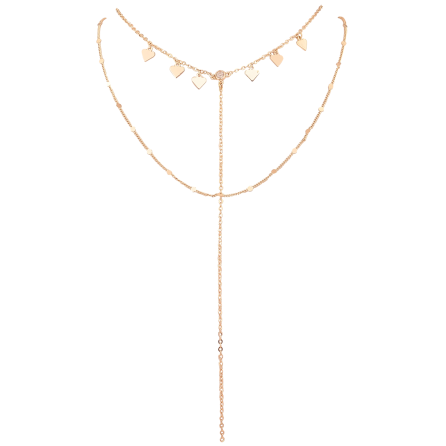 Кольє Xuping M&L колір 18К "Подвійний ланцюжок з підвісками" довжина 38-43см х 1-2мм фото №1