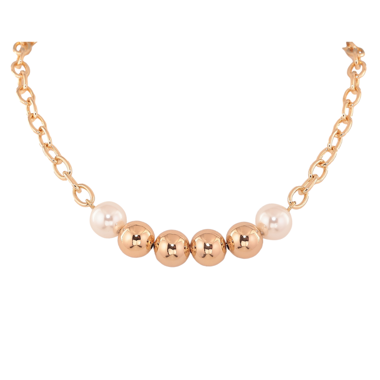 Колье Xuping M&L цвет 18К "Жемчужные и золотистые бусины" длина 42-47см х 5-10мм фото №1