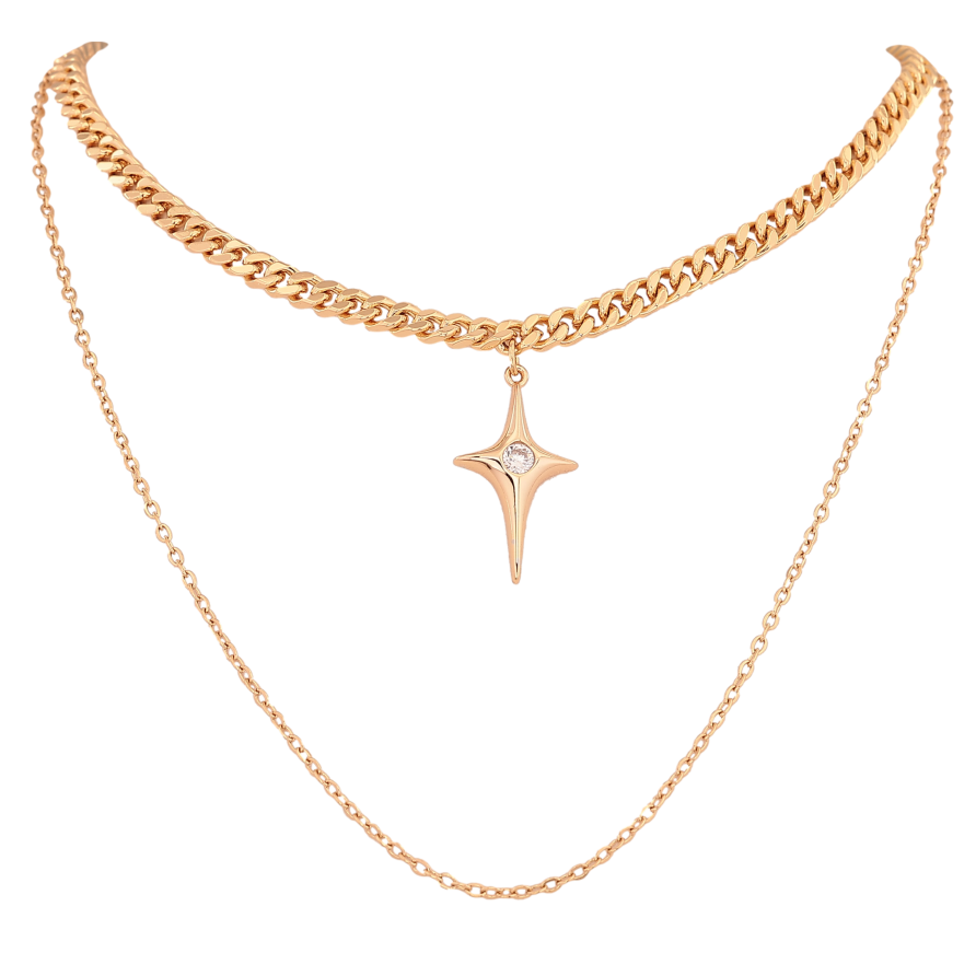 Кольє Xuping колір Позолота 18К "Два ланцюжки з підвіскою" довжина 39-44см х 1.5-4мм фото №1