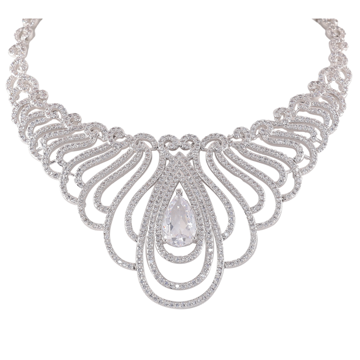 Кольє Xuping колір Родій "Графиня" розмір 43,5см х 6мм фото №22