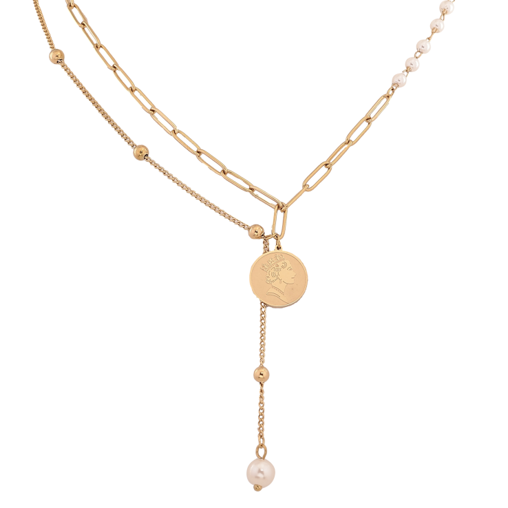 Кольє Xuping ТТМ Stainless Steel колір 14К "Ланцюжки з перлинними підвісками" довжина 43-48см х 1-3мм фото №16 Кольє Xuping ТТМ Stainless Steel колір 14К "Ланцюжки з перлинними підвісками" довжина 43-48см х 1-3мм фото №16