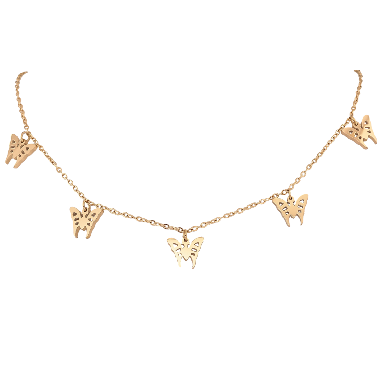 Кольє Xuping ТТМ Stainless Steel колір 14К "Метелики" довжина 45-50см х 1.5мм фото №1 Кольє Xuping ТТМ Stainless Steel колір 14К "Метелики" довжина 45-50см х 1.5мм фото №1