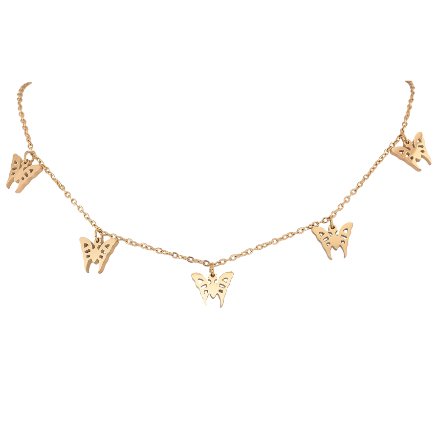 Кольє Xuping ТТМ Stainless Steel колір 14К "Метелики" довжина 45-50см х 1.5мм фото №1 Кольє Xuping ТТМ Stainless Steel колір 14К "Метелики" довжина 45-50см х 1.5мм фото №1