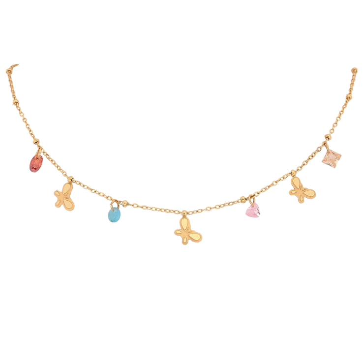 Кольє Xuping ТТМ Stainless Steel колір 14К "Метелики з кольоровими кристалами" довжина 40-45см х 1-2мм фото №10 Кольє Xuping ТТМ Stainless Steel колір 14К "Метелики з кольоровими кристалами" довжина 40-45см х 1-2мм фото №10