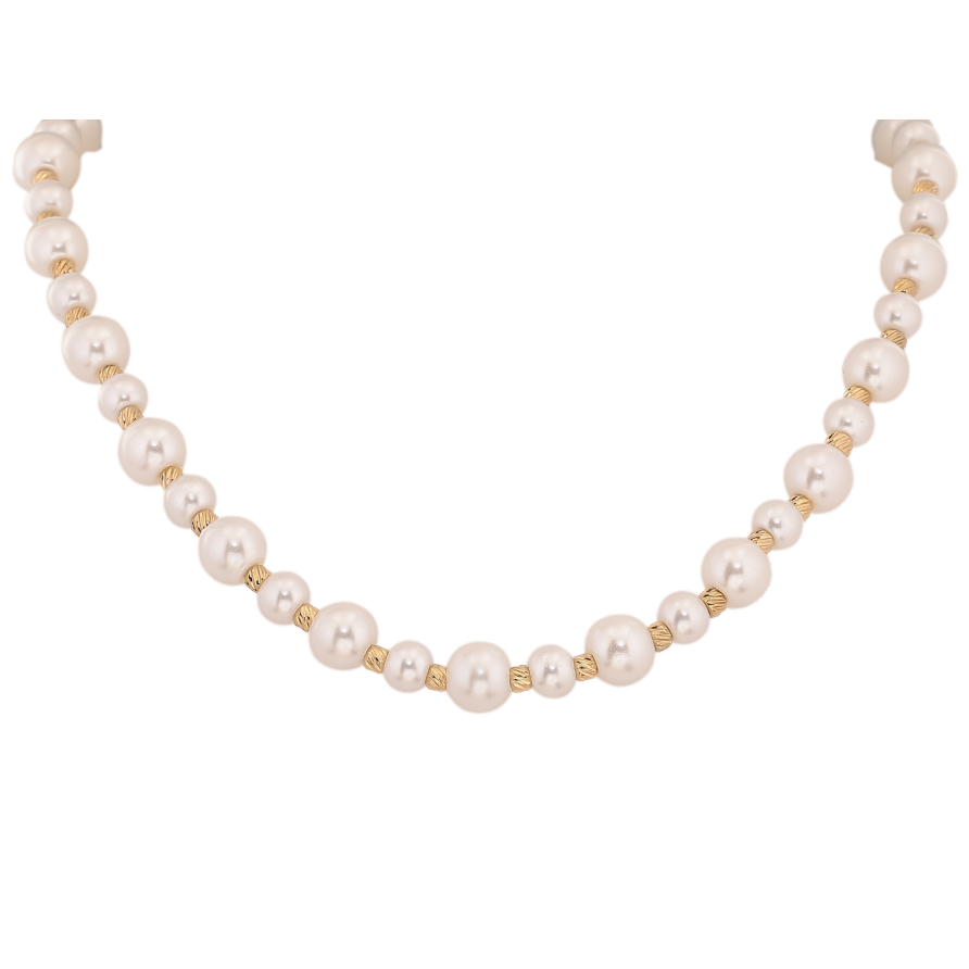 Кольє Xuping ТТМ Stainless Steel колір 14К "Перлинно-золотисті намистини" довжина 44-49см х 3-8мм фото №1