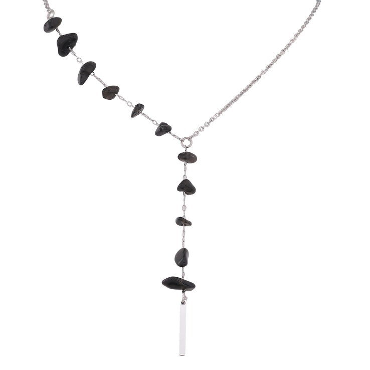 Кольє Xuping ТТМ Stainless Steel колір Родій "Ланцюжок з чорними намистинами" довжина 45-50см х 1.5мм фото №14 Кольє Xuping ТТМ Stainless Steel колір Родій "Ланцюжок з чорними намистинами" довжина 45-50см х 1.5мм фото №14