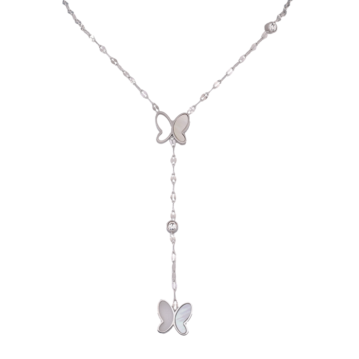 Кольє Xuping ТТМ Stainless Steel колір Родій "Метелики з перламутровими вставками" довжина 36-41см х 2мм фото №21 Кольє Xuping ТТМ Stainless Steel колір Родій "Метелики з перламутровими вставками" довжина 36-41см х 2мм фото №21