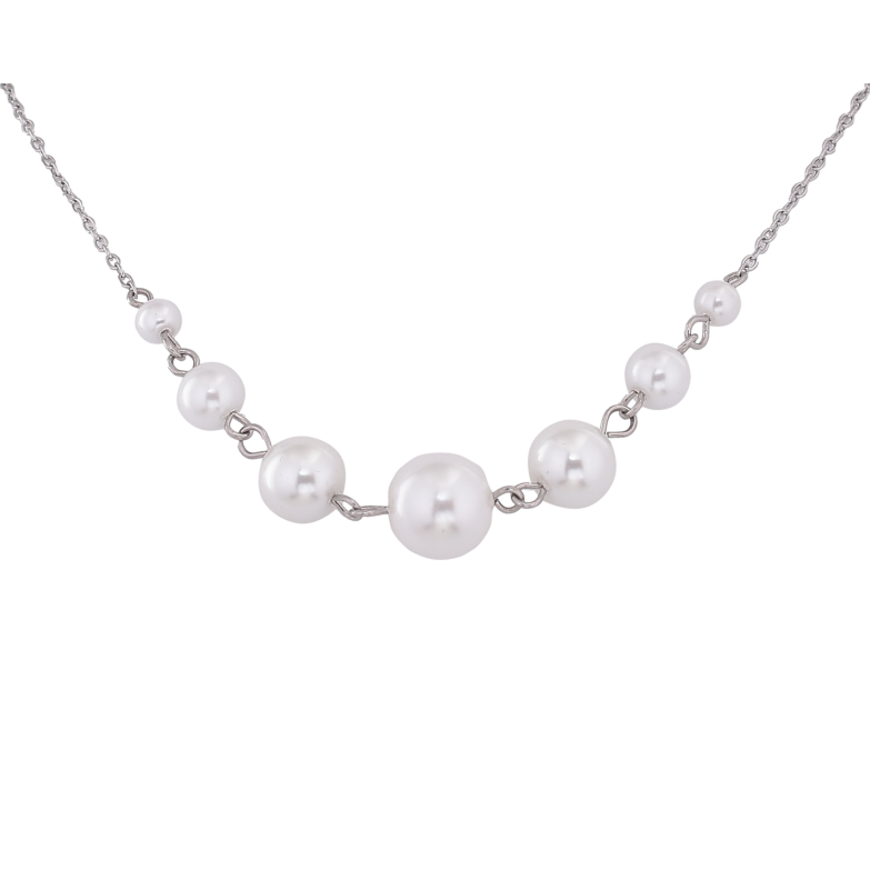 Кольє Xuping ТТМ Stainless Steel колір Родій "Перлинні намистини" довжина 45-50см х 1.5-10мм фото №1