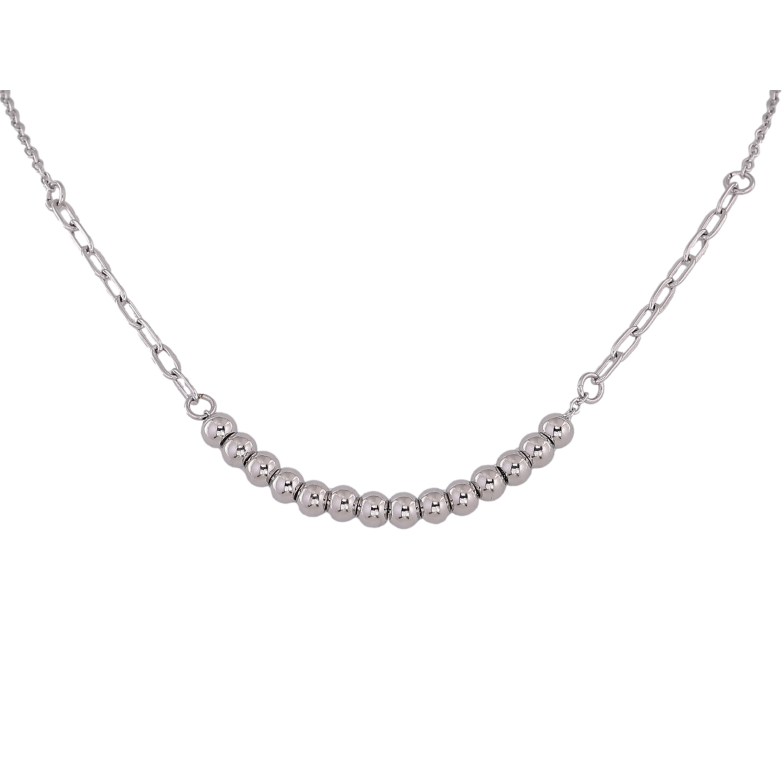 Кольє Xuping ТТМ Stainless Steel колір Родій "Ланцюжок з намистинами" довжина 45-50см х 1.5-4мм фото №2 Кольє Xuping ТТМ Stainless Steel колір Родій "Ланцюжок з намистинами" довжина 45-50см х 1.5-4мм фото №2