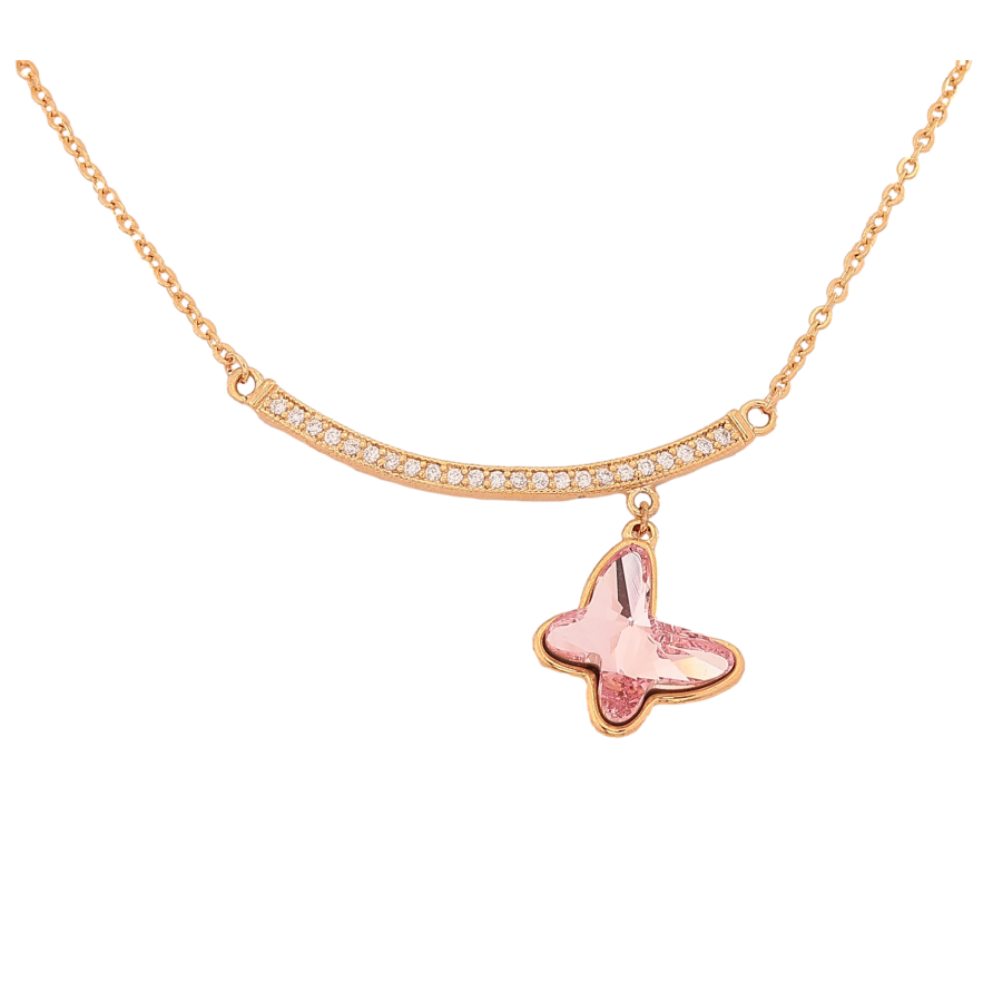 Кольє Xuping колір Позолота 18K з кристалами Swarovski "Кристальний метелик Rose" довжина 44-48см х 1мм фото №1