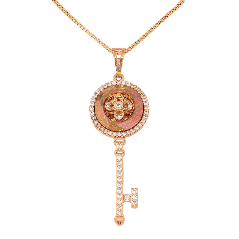 Кулон Xuping 18K с кр-ми Swarovski на цепочке "Ключик с кристаллом Topaz" длина 46см х 1мм фото №1